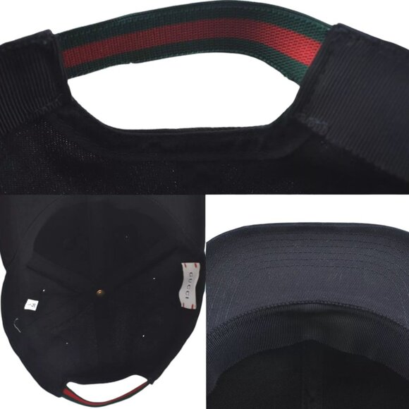 085189AR (S2) Gucci Cap Web Sherry Line Black Canvas - Picture 12 of 14